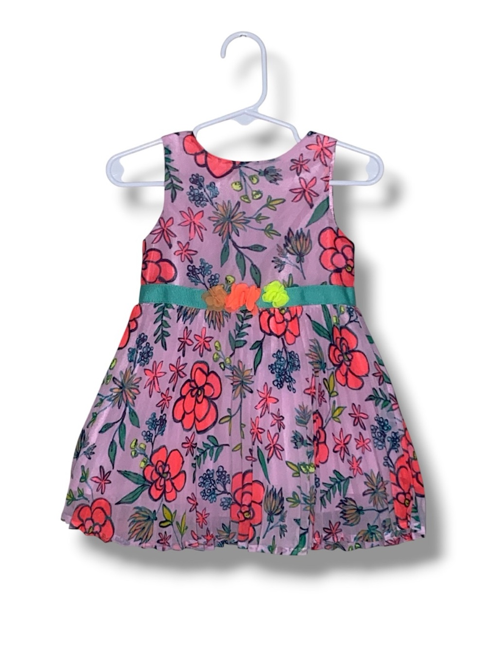 Cat & Jack 18 M Lavender Floral Dress with Pink and Green Accents